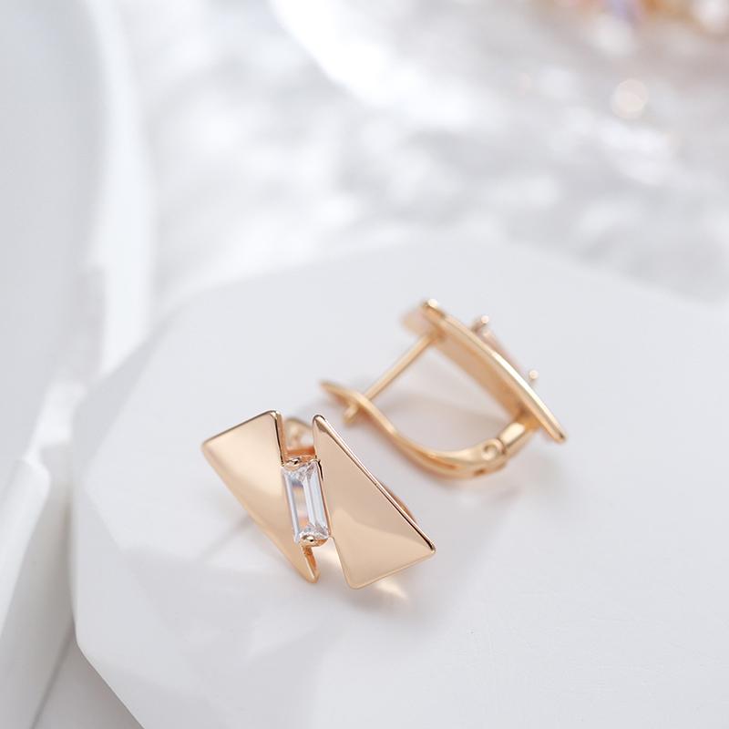 Nowy Trend Błyszczące Kolczyki Wiszące Dla Kobiet Nietypowy Różowo-Złoty Kolor Naturalne Kolczyki Cyrkoniowe Minimalistyczna Codzienna Biżuteria