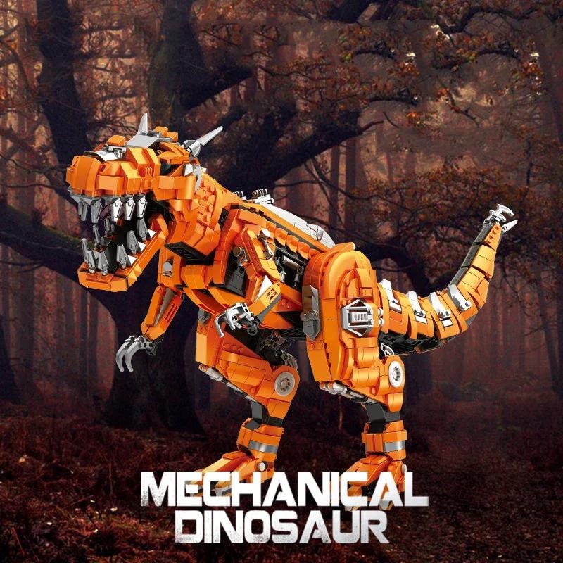 Riesiger Mechanischer Dinosaurier Baustein Stahl Tyrannosaurus Rex Montiertes Allosaurus Modell Spinosaurus Bausteine für Kinderspielzeug