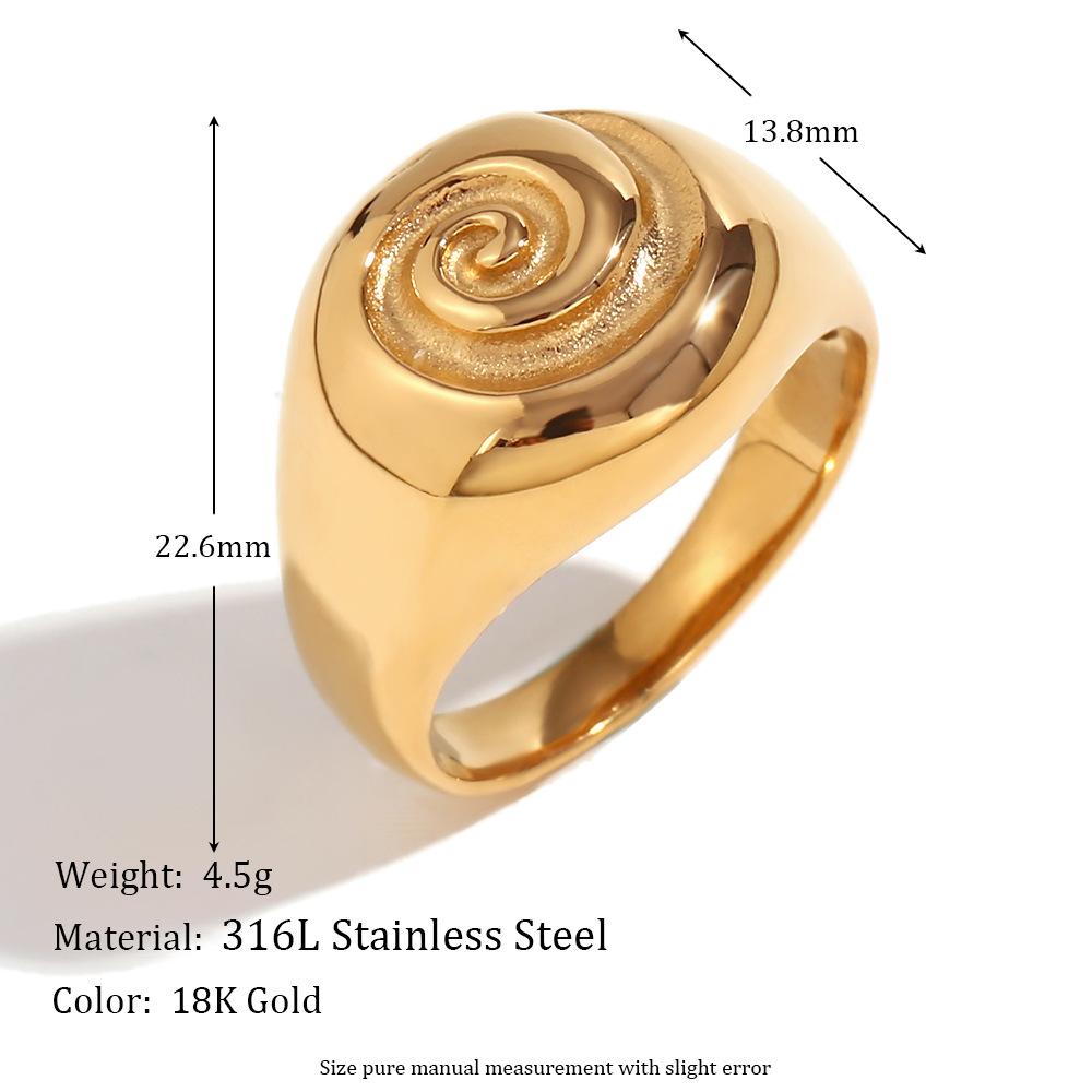 MamacitaSlay 2026 New Design Spool Spiral Texture Rings 18K Gold Plated Stainless Steel Waterproof Jewelry Women's Simple Gift