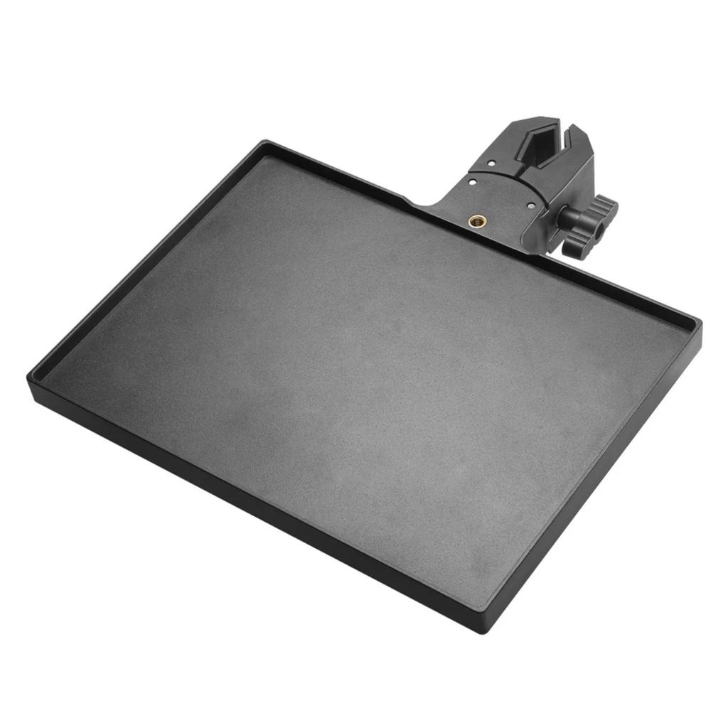 Adjustable Mic Stand Tray, 225×165mm Sound Card Platform,O-Type Clamp Fits 13-47mm Tubes, for Live Streaming Recording