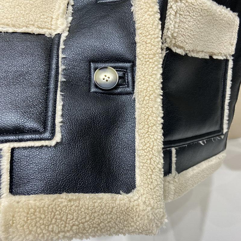 New European winter fashion loose thickened fur splicing lamb wool suit collar down jacket women
