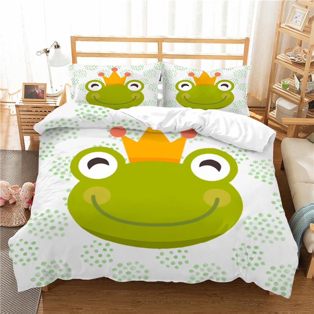 Home Bed Clothes 2/3pcs Bedding Sets 3d The Frog Prince Printed Fashionable Duvet Cover Sets Queen Full Size Bed Suit