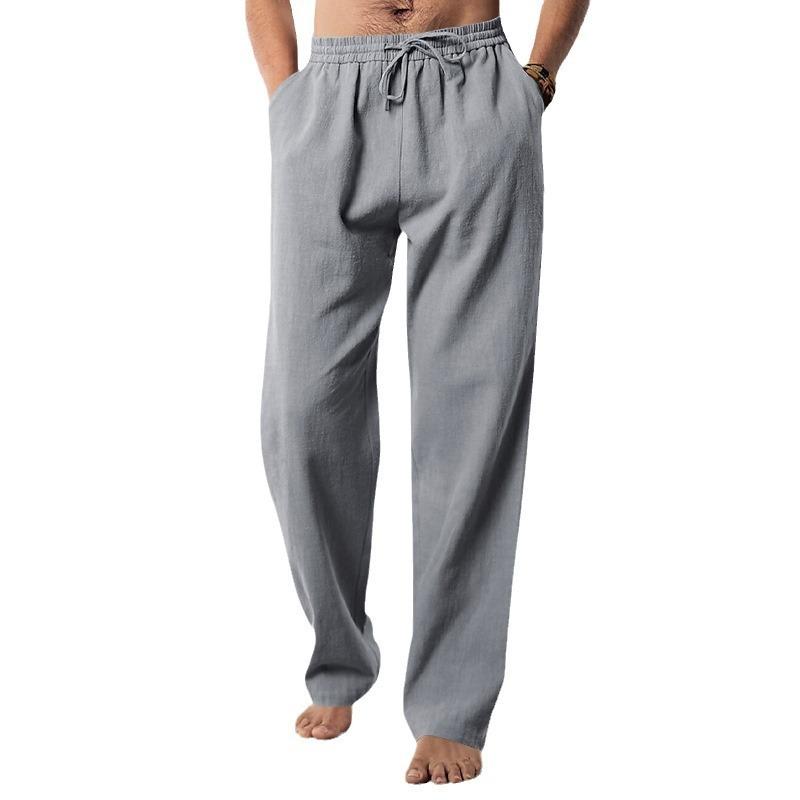 Men's Solid Cotton Linen Trousers