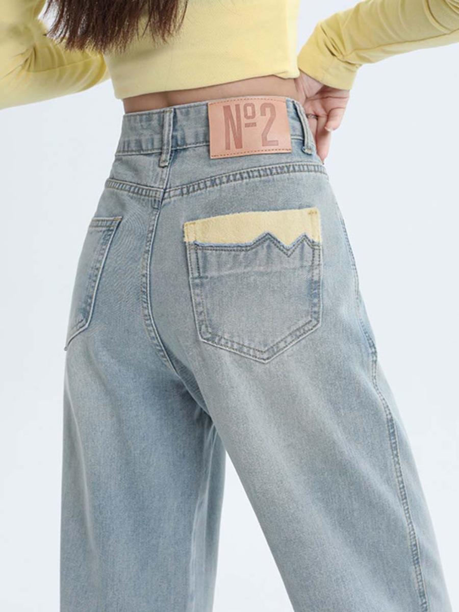

Women s Light-Colored High-Waisted Straight-Leg Jeans, 2024 Summer New Style, Slimming and Draping Wide-Leg Fit 2XL