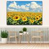 2D Summer Sunflower Backdrop, Bright Sunflower Field Background for Outdoor Themed Events & Studio