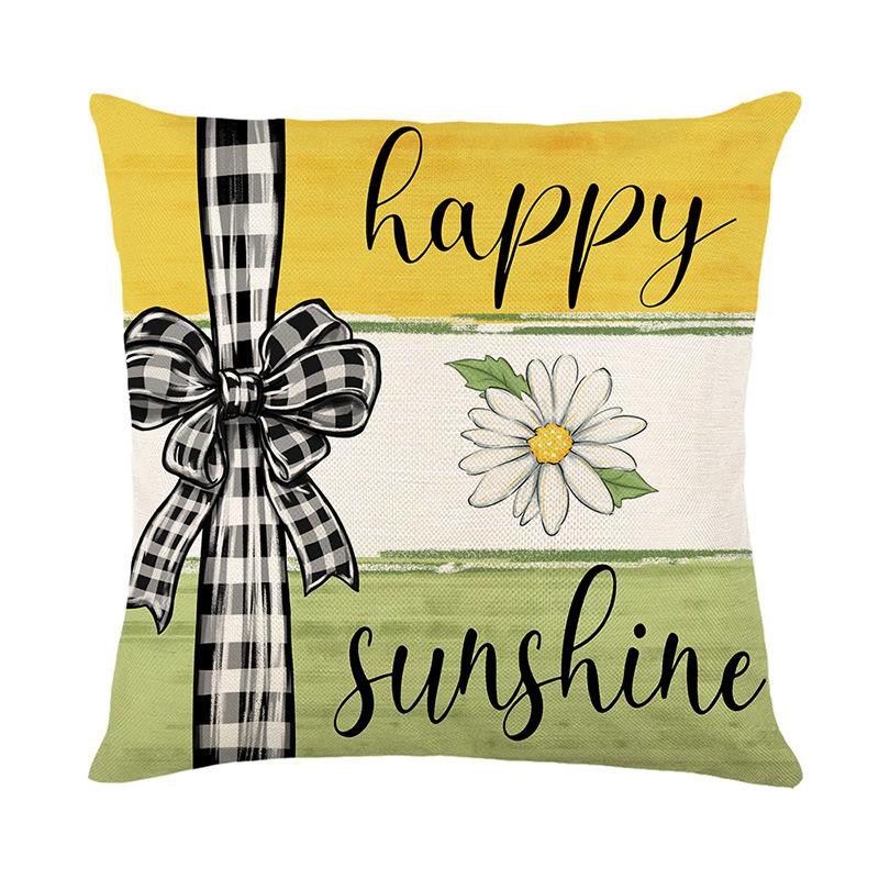 Spring Printed Pillow Case Letter Daisy Series Living Room Sofa Decoration Cushion Cover Bedroom Cushion Cover