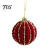 Festive Burgundy Party Supplies Velvet Christmas Ball Ornaments, 3.15 Inch Glitter Flocked Tree Ornaments Decoration, Plastic Shatterproof Hanging