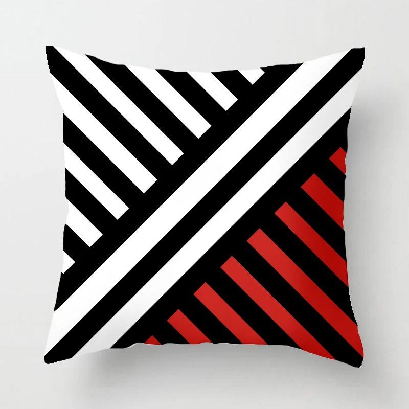 Black and Red Geometric Decorative Pillowcases Living Room Office Home Pillowcases Car Ornaments