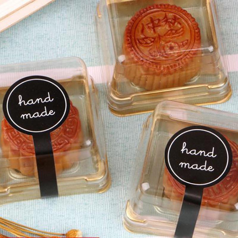100Pcs Adhesive Long Style Handmade Cake Packaging Sealing Label Kraft Sticker