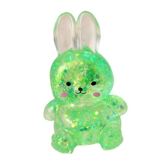 1/4Pcs Transparent Glitter Bunny Squeeze Toy Slow Rebound Stress Relief Cartoon Rabbit Sensory Toy Decompression Animal Stress Ball