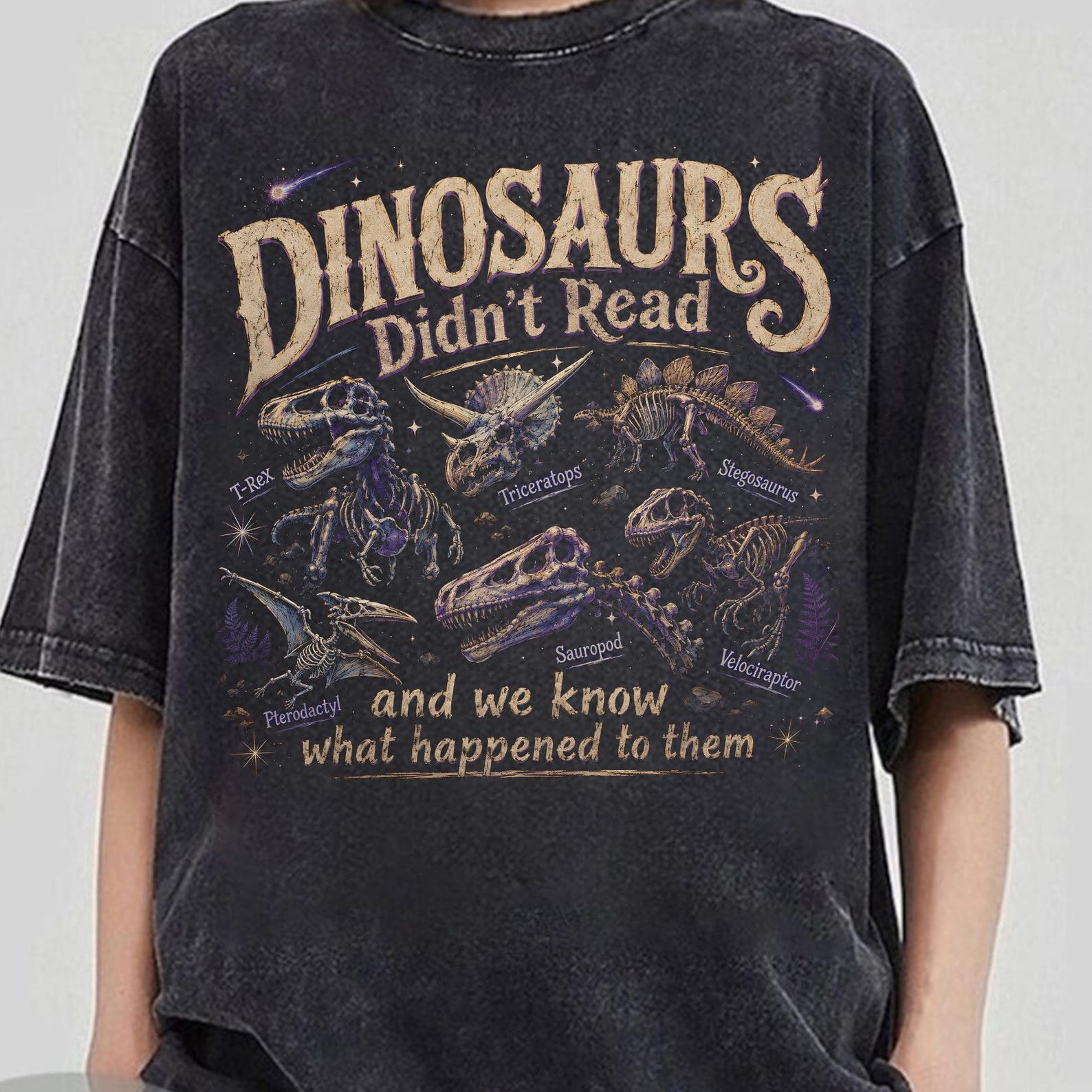 Retro Dinosaurs Didn t Read Shirt, Funny Dinosaur Skeleton, Book Lover Teacher Gift, Librarian Literacy, Dinosaurs Bookish Gift For Reader M