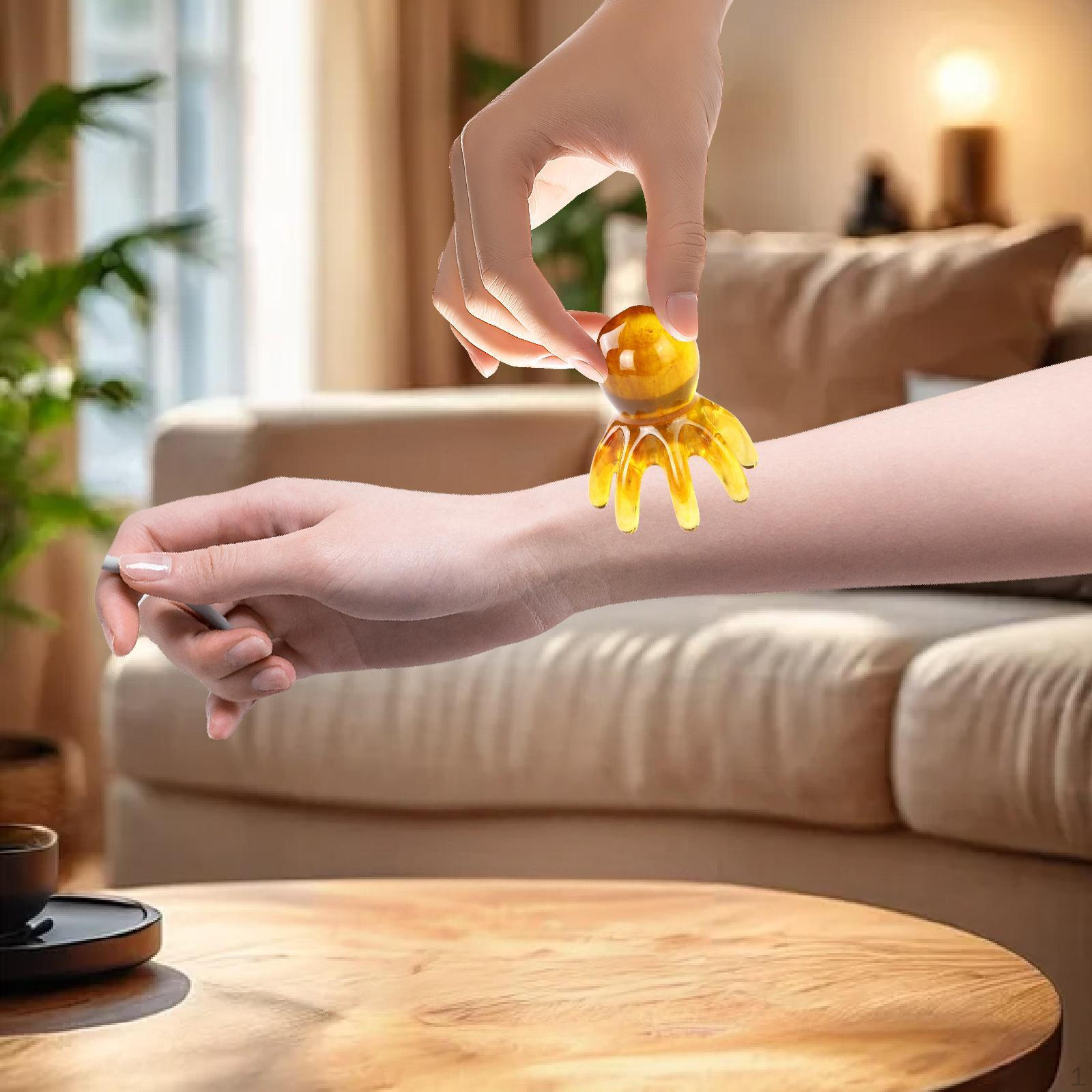 

Massage Comb Head Scalp Compact with Handle Portable Meridians Tool Point for Grooming кофейный