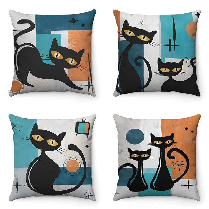 Soft Plush Cat Pillow Cover Cartoon Anime Design for Sofa and Living Room Decor