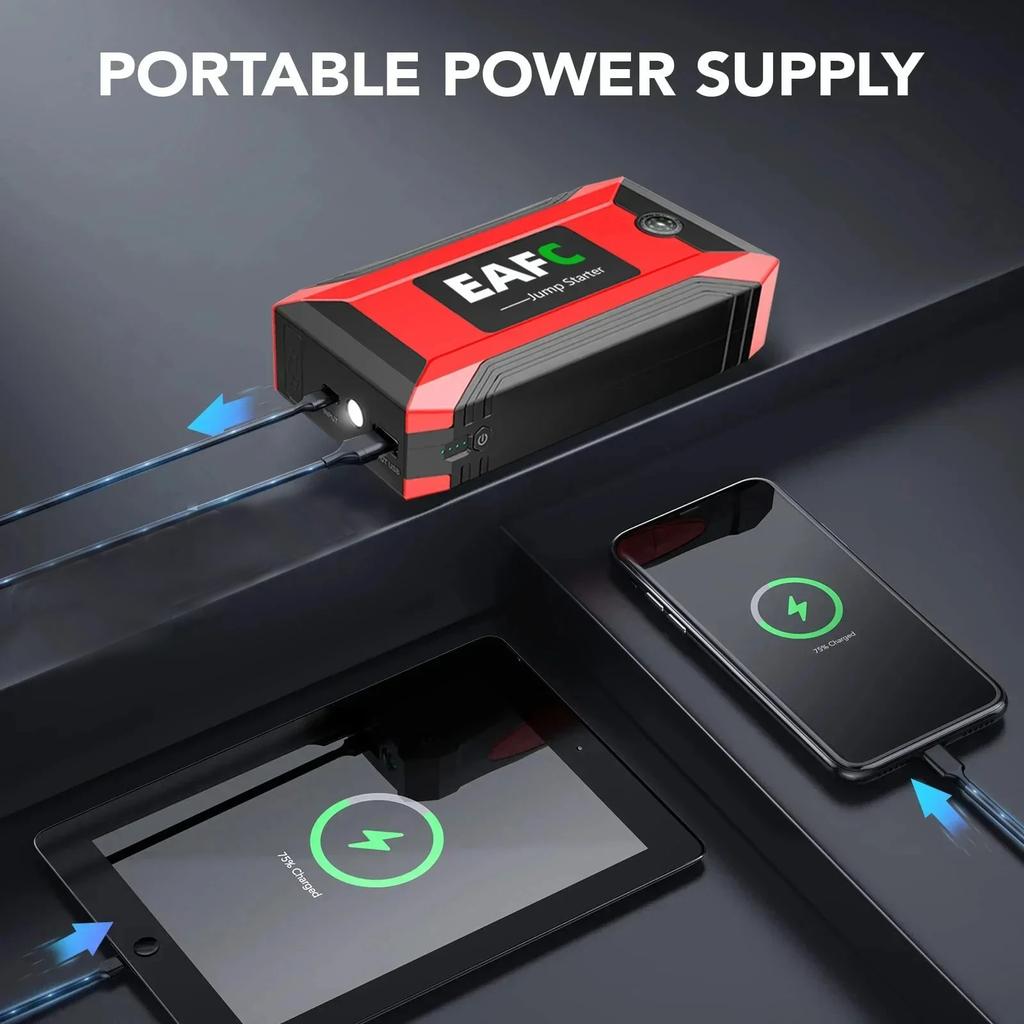 1200A/600A Portable Car Jump Starter 12V Emergency Battery Booster Power Bank Charger Starting Device for Petrol Diesel Vehicles