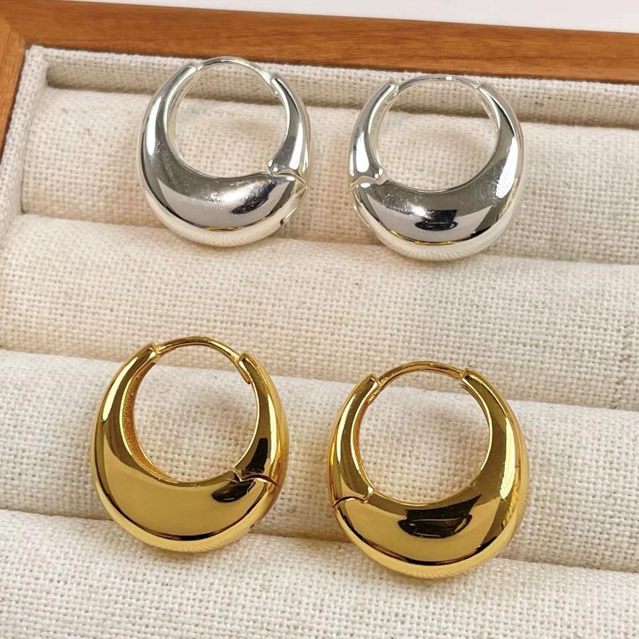 Stainless Steel Smooth Metal Chunky Hoop Earrings for Women Fashion Round Circle Hoop Earring Prevent Allergy Party Jewelry Gift