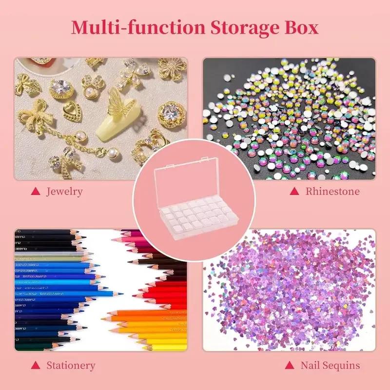 1pc 28 Grids Clear Plastic Storage Box Storage Container Case for Jewelry Diamond Embroidery Art Craft Accessory Organizer Case