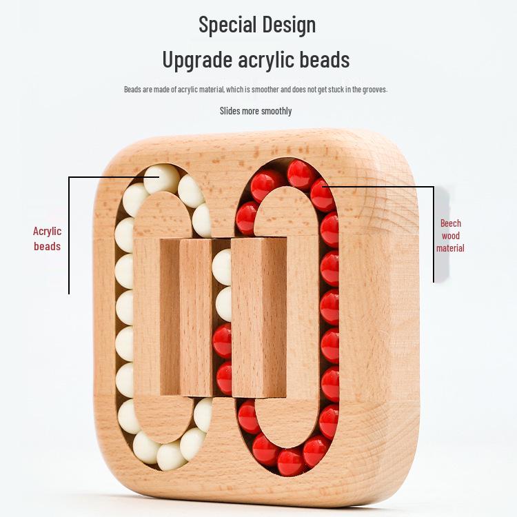 Beech Wood Planar Sliding Ball Puzzle: Luban Lock Brain Teaser for Adults & Kids
