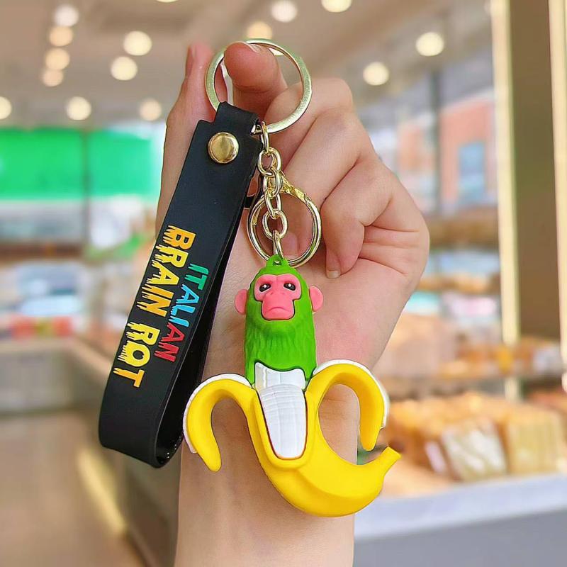 Italian Brainrot Children Cartoon Keychain Tung Tung Tung Sahur Tralalero Tralala Cute Keyring Funny Meme Bag Anime Pendant Gift
