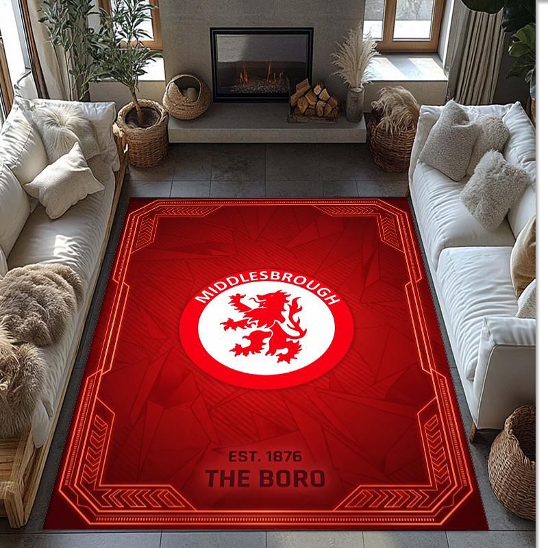 Tappeto Morbido per Pavimento Antiscivolo Decorazione Sportiva Middlesbrough FC Calcio Calcio Pattern per Camera da Letto