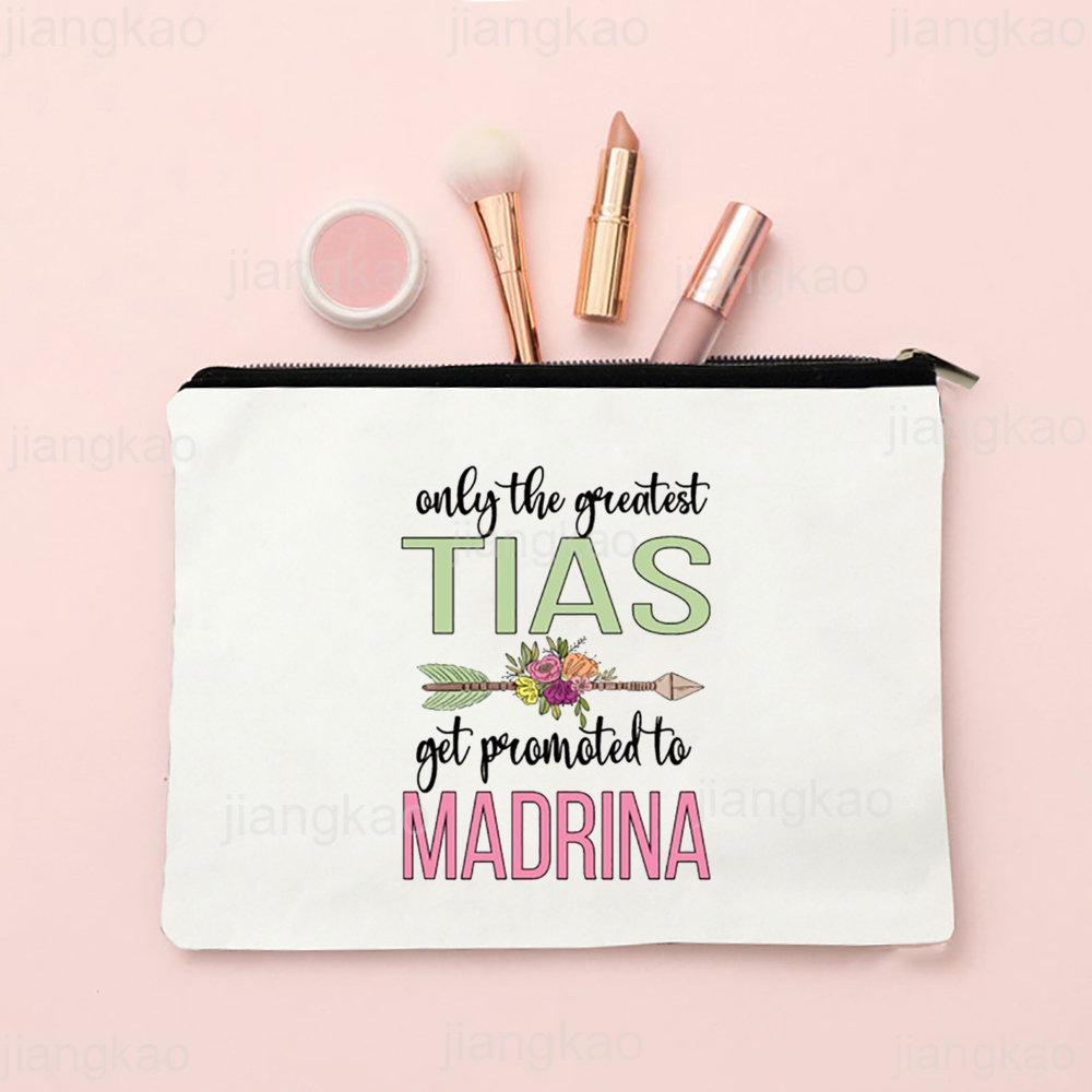Best Godmother In World Print Make Up Bag Women Travel Neceser Cosmetic Bag Travel Toiletry Organizer Zipper Pouch Madrina Gifts