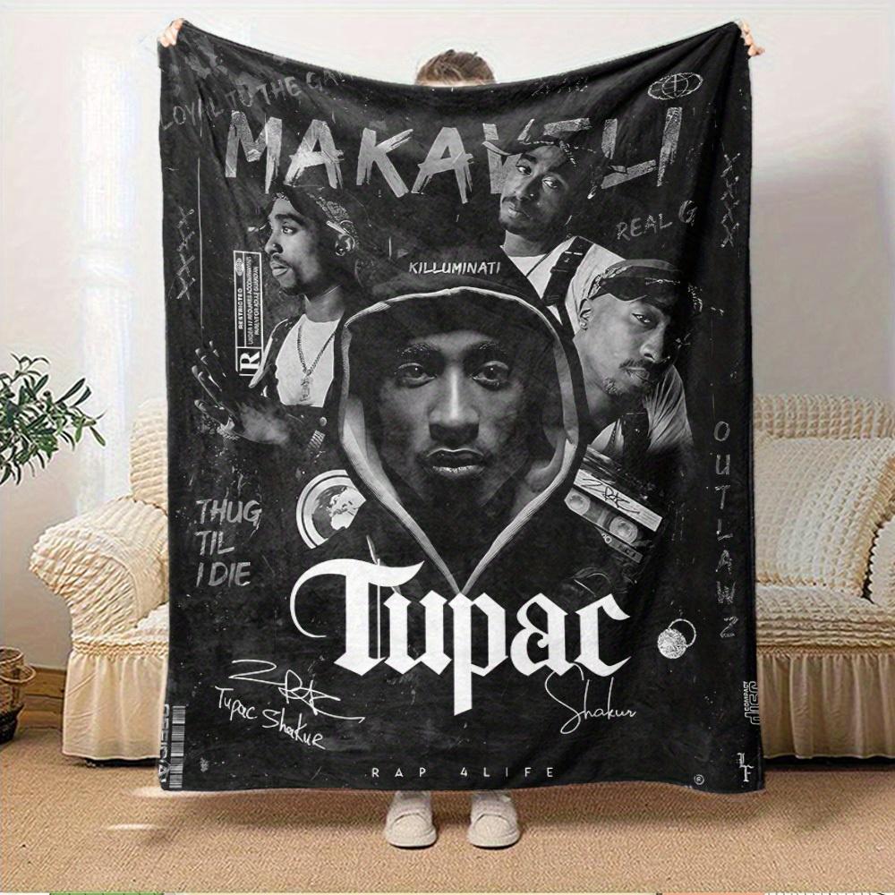 1pc Rap,Legend,Hip Hop Print Flannel Blanket Suitable for All Seasons, Perfect for Home, Travel, or Camping 48