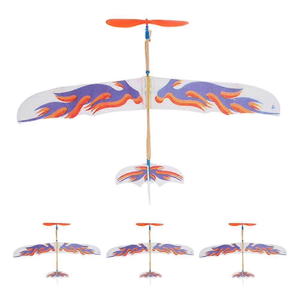4pcs Flying Glider Plane: Rubberband Powered Airplane Kits Windup Copter Toys for Kids Party Favors Boys and Girls Outdoor Fun and DIY Activities