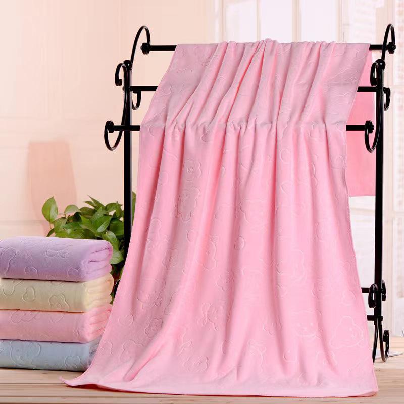 Ultra-Fine Embossed Bear Bath Towel - Quick-Dry, Soft, Absorbent, Thick for Adults & Kids, Perfect for Home & Beach Use