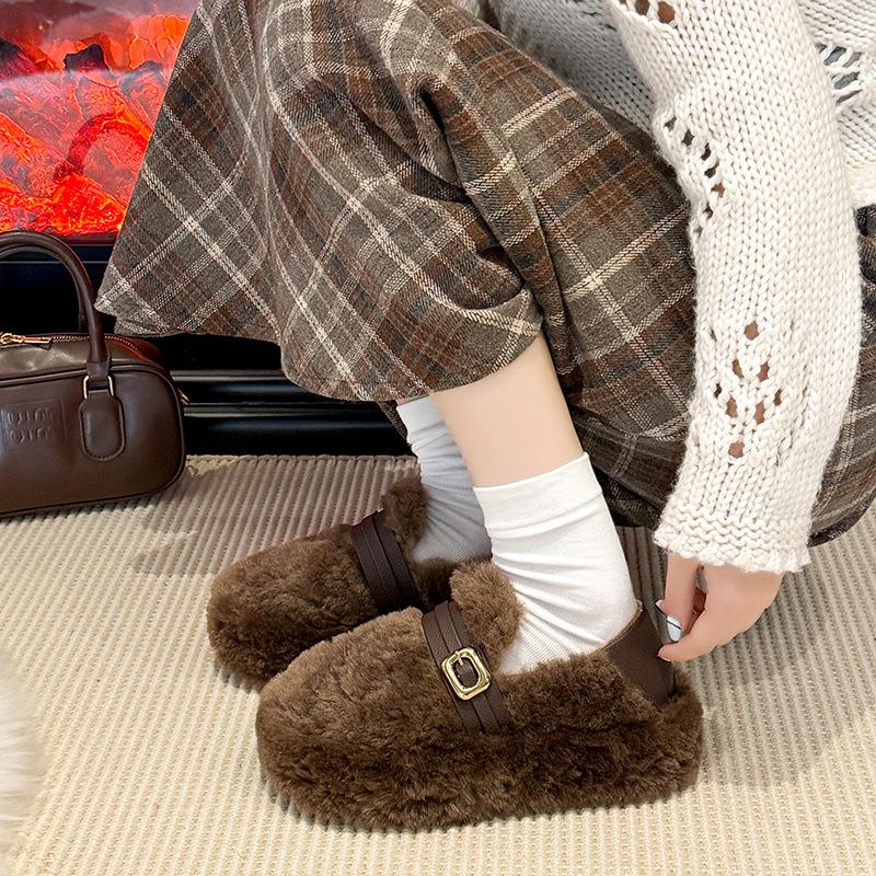 Fashion Retro Versatile Doudou Cotton Shoes Women's Autumn and Winter New Soft-soled Thin Shoes