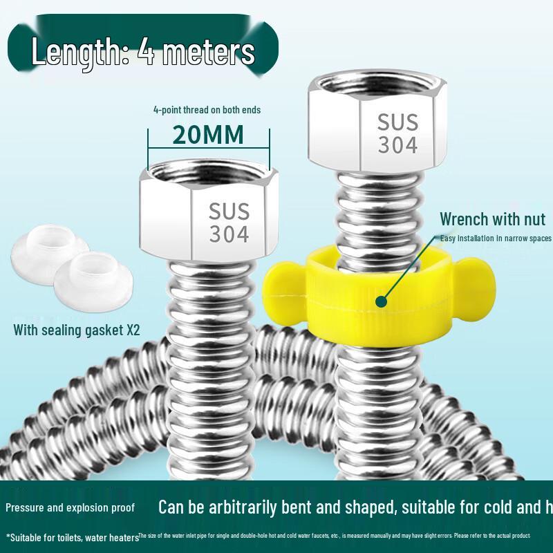 MDNG Гибкий гофрированный шланг для водонагревателя из нержавеющей стали