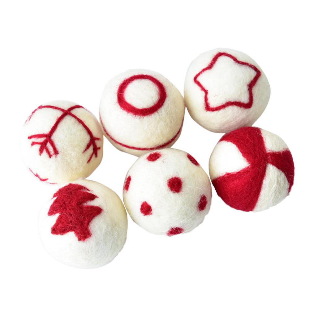 6Pcs Colorful Wool Ball Xmas Decorate Hanging Balls Christmas Tree Pendant Ornament for Home Cafe Shop Christmas Pendant