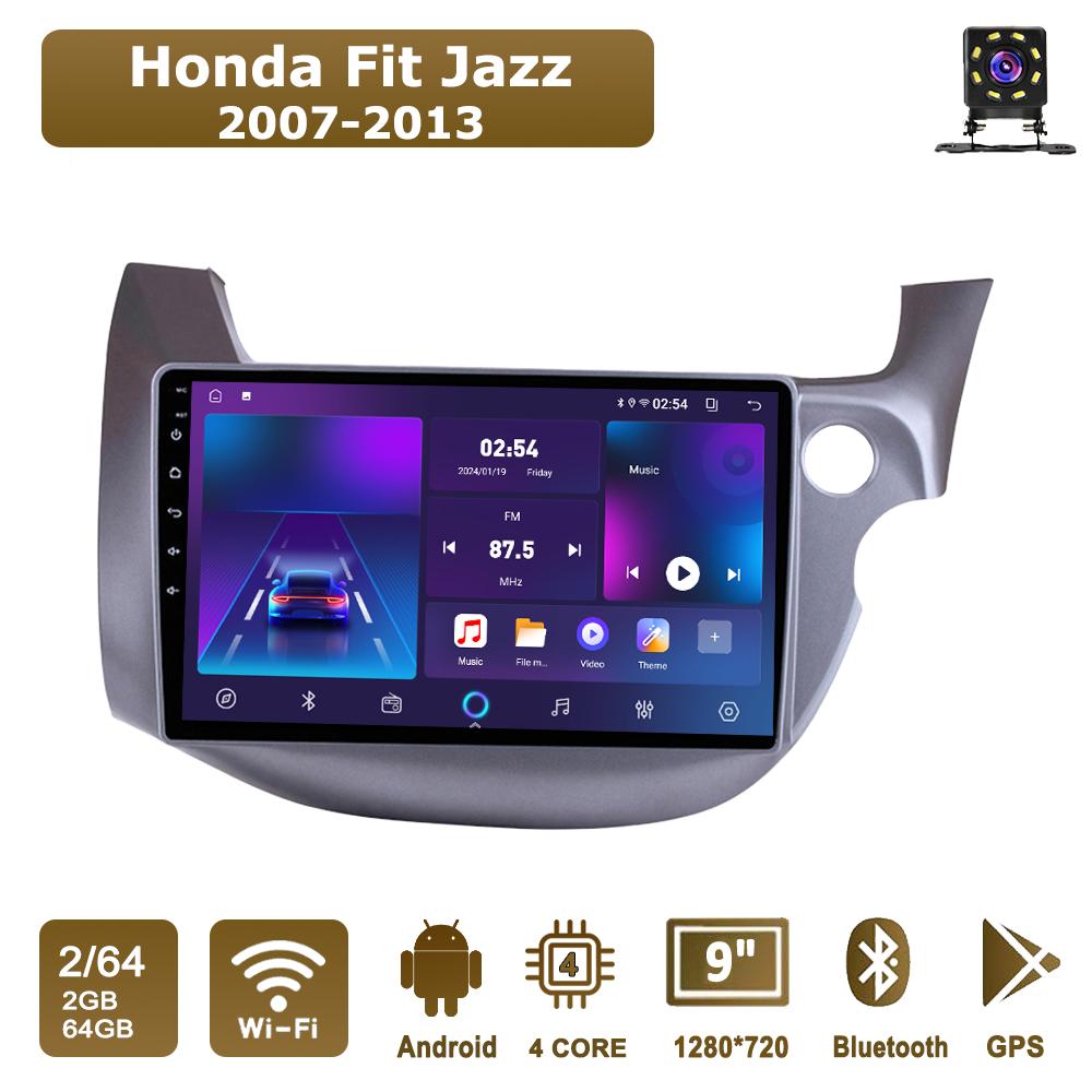 Android Car-Play Car Radio For Honda Fit Jazz 2007-2013 Multimedia Player Head Unit Stereo GPS Navigation BT WIFI,2+64GB