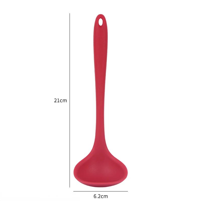 Silicone Ladle Soup Spoon Non-stick Curved Handle Unbreakable Big Round Scoop for Dinner Creative Kitchen Dining Tool Tableware