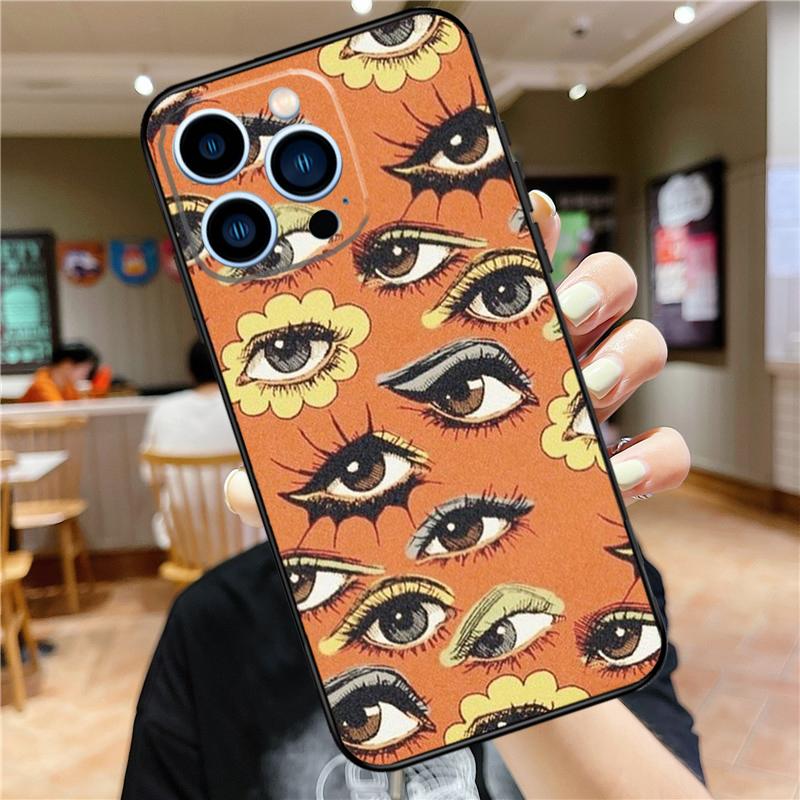 Eye Illustration Phone Case For iPhone 11 12 13 14 16 15 Pro Max Mini XS X XR 7 8 Plus Soft Cover Shell