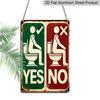 2D Flat, 1pc "Yes No Toilet Etiquette" Aluminium Metal Wall Decor Sign - 8"x12" Funny Bathroom Restroom Decor, Vintage Toilet Posture Guide Wall Art