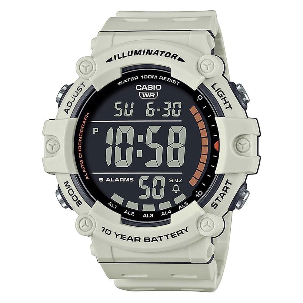 Casio AE-1500WH-8B2VDF Black Digital Watch with White Resin Band (Unisex Watch Strap)