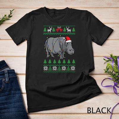 Nilpferd Weihnachtsmann Lustiges Flusspferd Liebhaber Hässliches Weihnachten Unisex T-Shirt