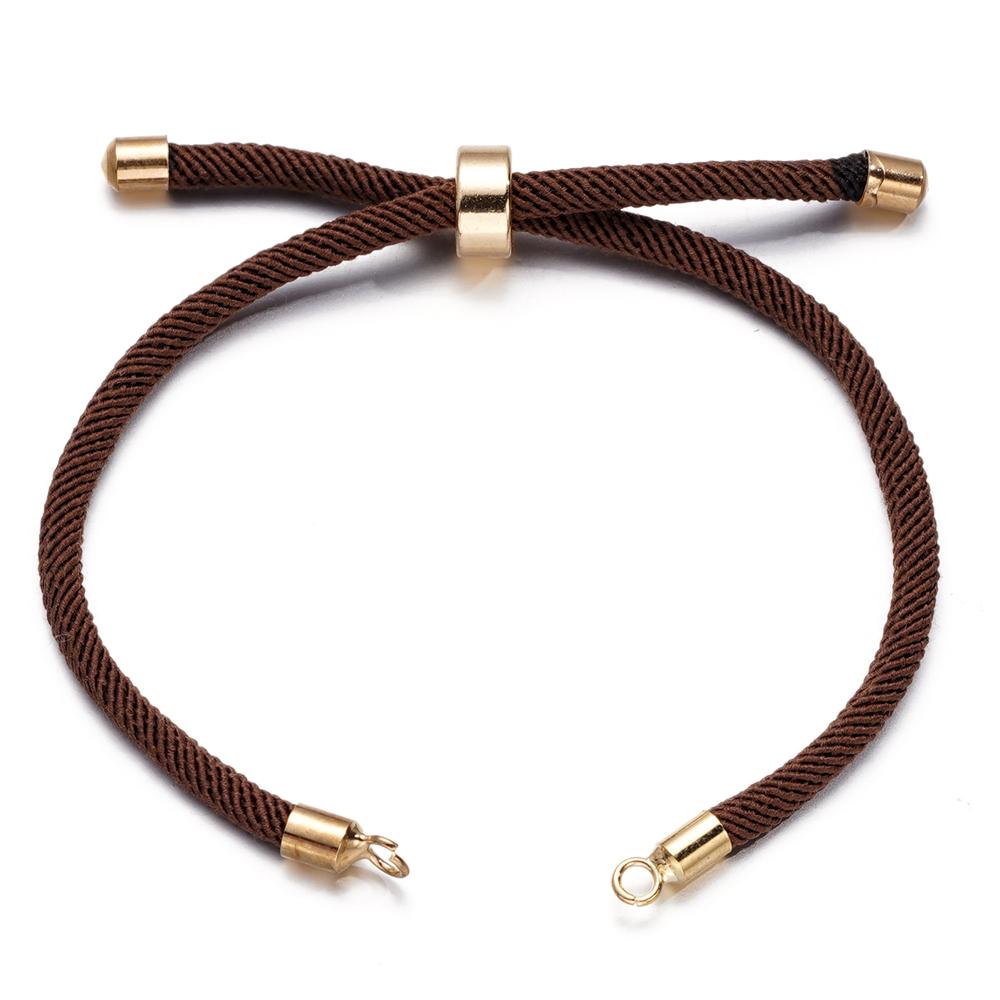 1pc Adjustable Nylon Braided Twisted Cords Slider Friendship Bracelets with Brass Cord End for Jewelry Making DIY Findings