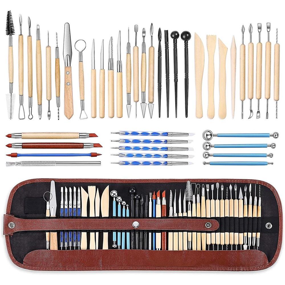 Pottery Clay Sculpting Tools 43pcs Double Sided Ceramic Clay Carving Tool Set With Carrying Case Bag For Beginners Professionals School Student Potter