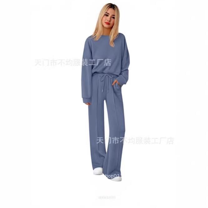 European and American women's clothing is popular, autumn and winter knitted sweater wide-leg pants casual two-piece set