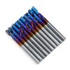 10PCs Fräser 3,175mm Blau Nano Beschichtung Schaft Einzel Klinge Spirale Gravur Werkzeuge Hartmetall