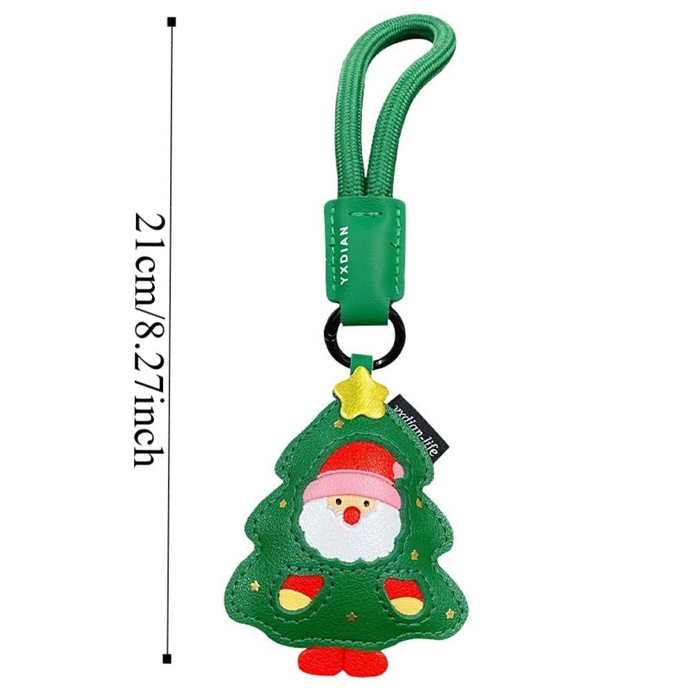 Waterproof Santa Claus Keychain Sewn Leather Elk Pendant Small Gift Christmas Key Ring  Women