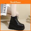 Martin Boots For Women With 20cm Platform Thick Sole Waterproof Heeled Ankle Boots Spring