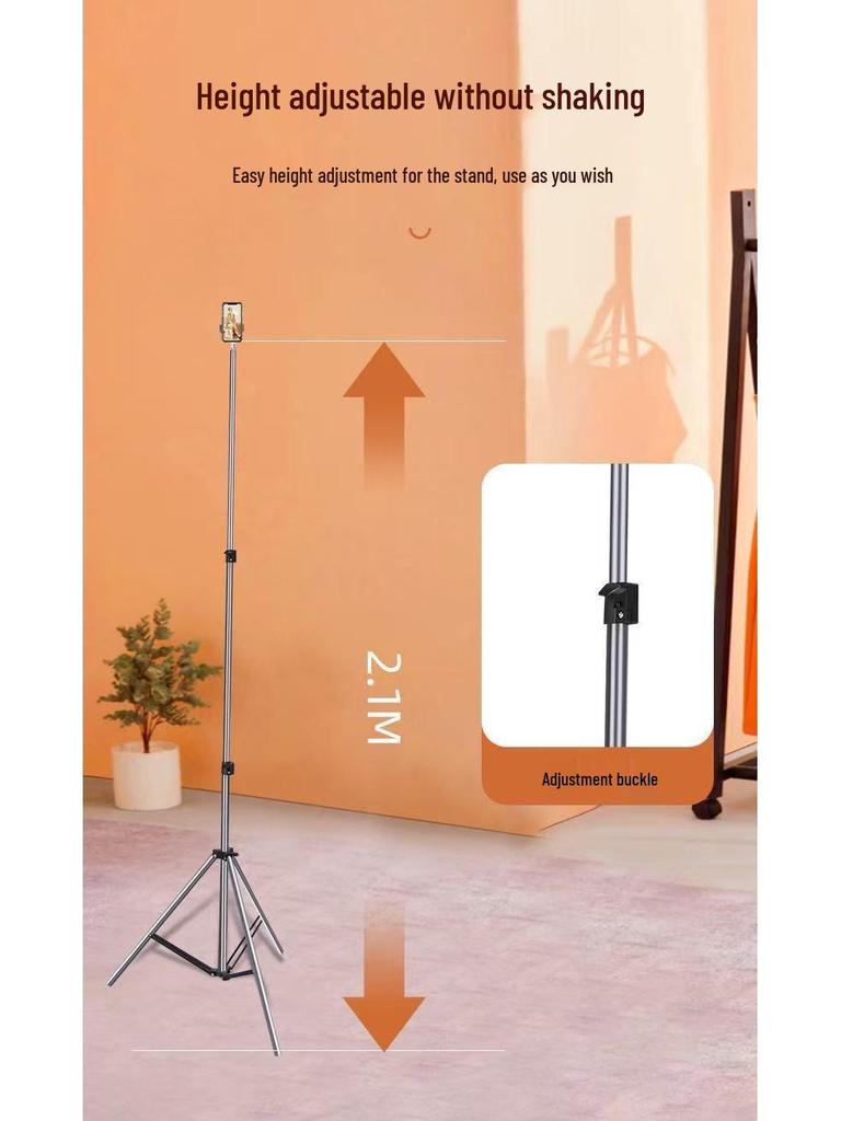 Telescopic 2.1m Phone Holder Tripod & Selfie Stick with Floor Stand