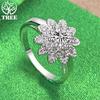 925 Sterling Silver Exquisite Shiny Sunflower Zircon Ring For Women Fashion Party Birthday Engagement Wedding Charm Jewelry Gift