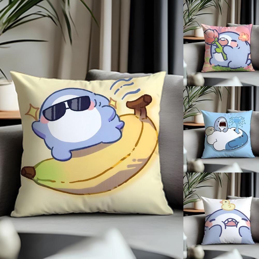 Fashion Ffat Sharkead Cushion Cover Antidustmite Pillowcase Invisible Zipper Silky Short Plush Sofa Cushion Cover