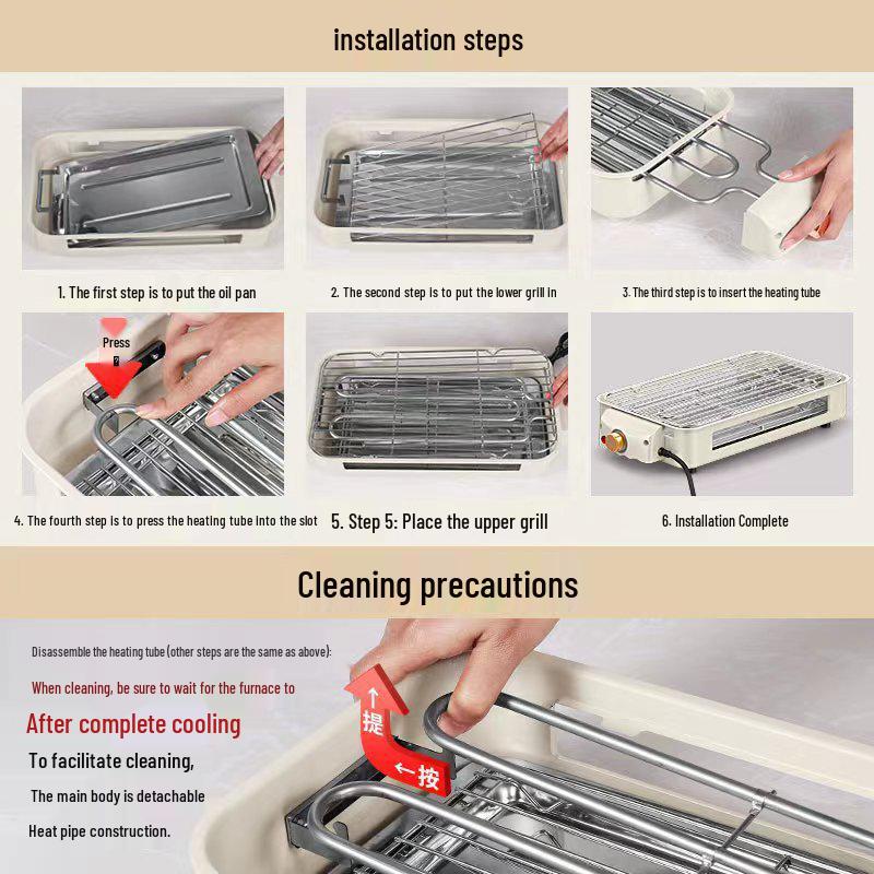 Multifunctional Electric Grill & Oven: Smokeless Indoor/Outdoor BBQ Pan & Baking Rack