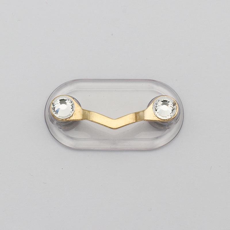 Magnetic Eyeglass Holder Brooch Pin V Shape Gold with Rhinestones for Men Women