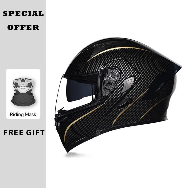 Black Red Motorcycle Helmets DOT Approved Flip Up Moto Helmet Flip Up Full Face Helmet Dual Lens Modular Helmet Factory Price