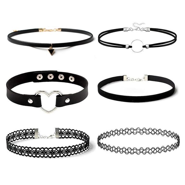 6pcs Women’s Black Lace Choker Necklace Set