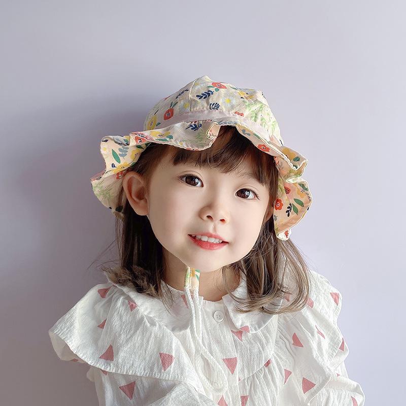 

Летняя детская шапка-ведро Корейская прекрасная цветочная двойная одежда Fishmen Hat для малышей Тонкая дышащая шляпа для солнца на открытом воздухе